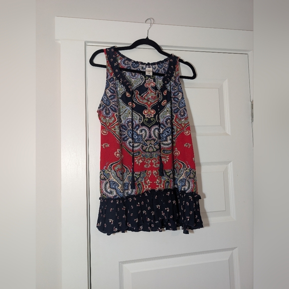 Bila Red and Blue Paisley Blouse Size M - Picture 3 of 8